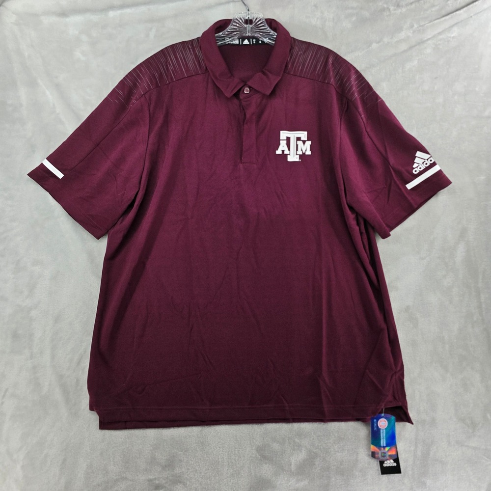 Adidas‎ Texas A&M Polo Mens XL Maroon Iconic Coach NCAA Peformance NEW